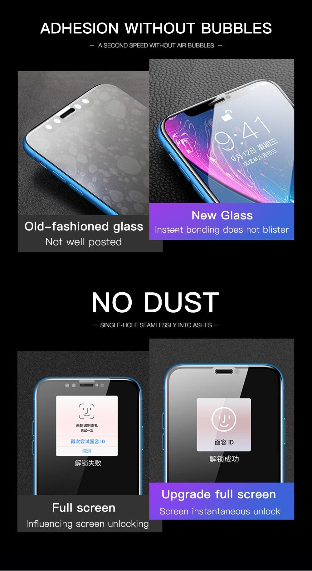 Protector de Pantalla de Vidrio Templado 20D de Cobertura Completa para iPhone