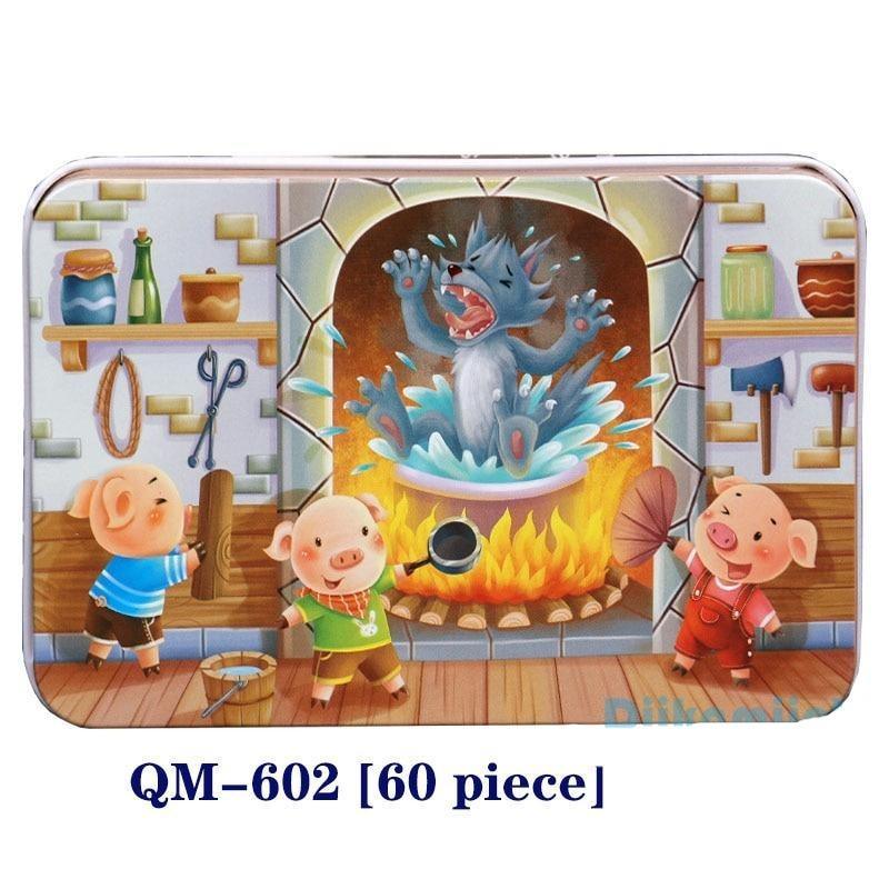 60-Piece Cartoon Animal Wooden Puzzle for Kids - Educational Fun Toy - Korvel