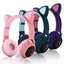 Stevvex Kids' Wireless Bluetooth Cat Ear Headphones - Foldable & Adjustable (Pink) - Korvel