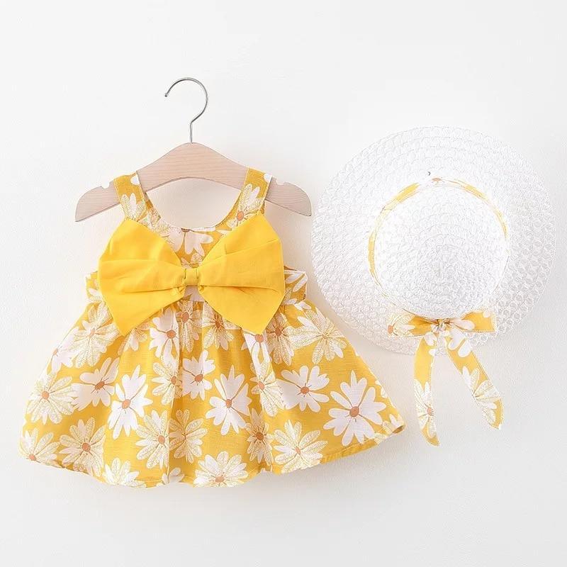 Robe d'été moderne pour bébé fille avec chapeau pour occasions spéciales