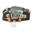 Vintage Black Bead Leather Bracelet for Men and Women