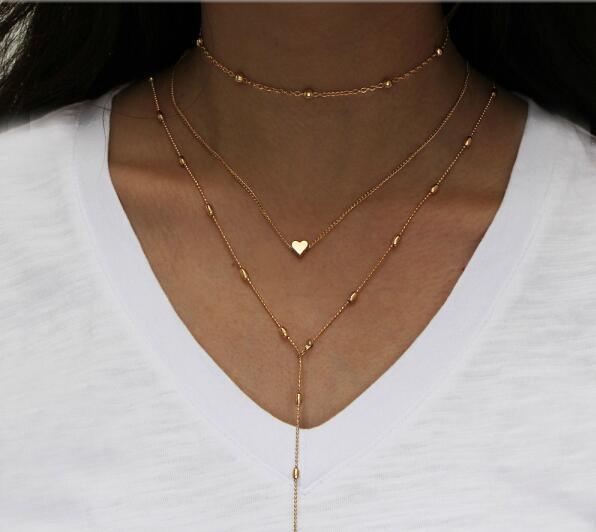 Modern Vintage Multilayer Crystal Gold Choker Necklace