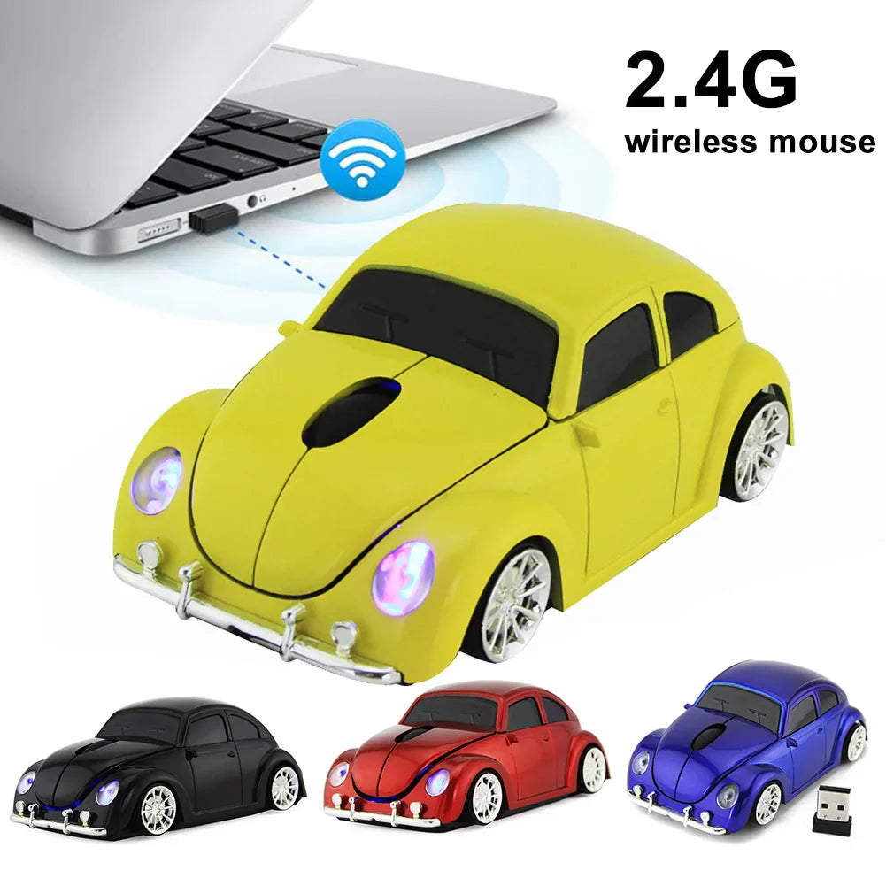 Funny Car Shape Ergonomic Wireless Mouse with Receiver For PC Laptop Gaming mouse Mini Car mouse game mouse 2.4GHz - Korvel