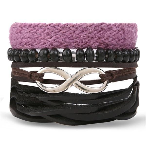 Vintage Black Bead Leather Bracelet for Men and Women