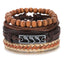 Vintage Black Bead Leather Bracelet for Men and Women