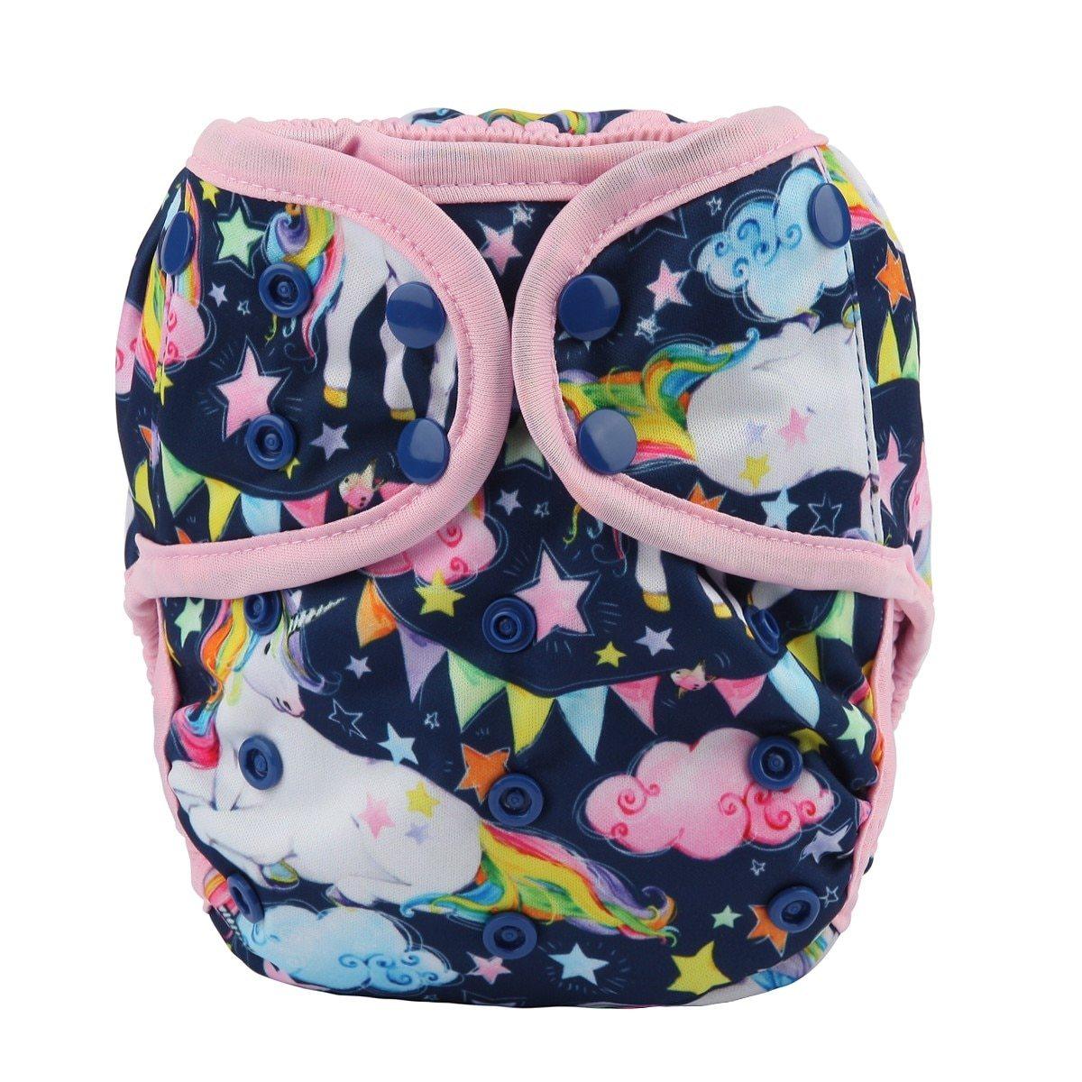 Couche en tissu pour bébé ajustable à taille unique avec double gousset