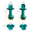 Soft Silicone Baby Feeding Spoon and Fork Set - Cartoon Dinosaur