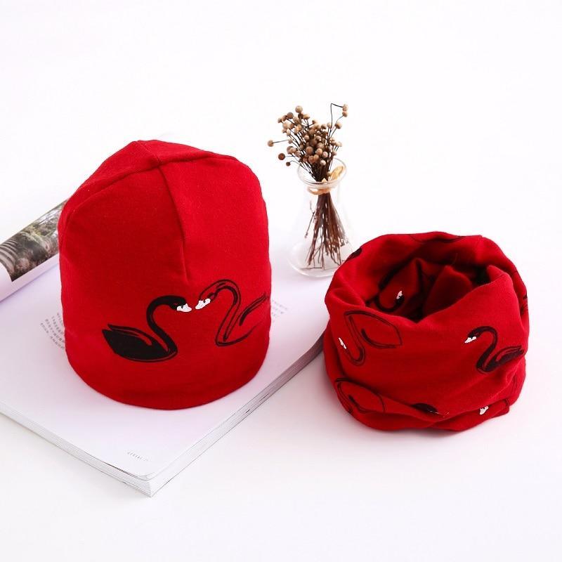 Adorable Star Print Cotton Hat & Scarf Set for Kids - Korvel