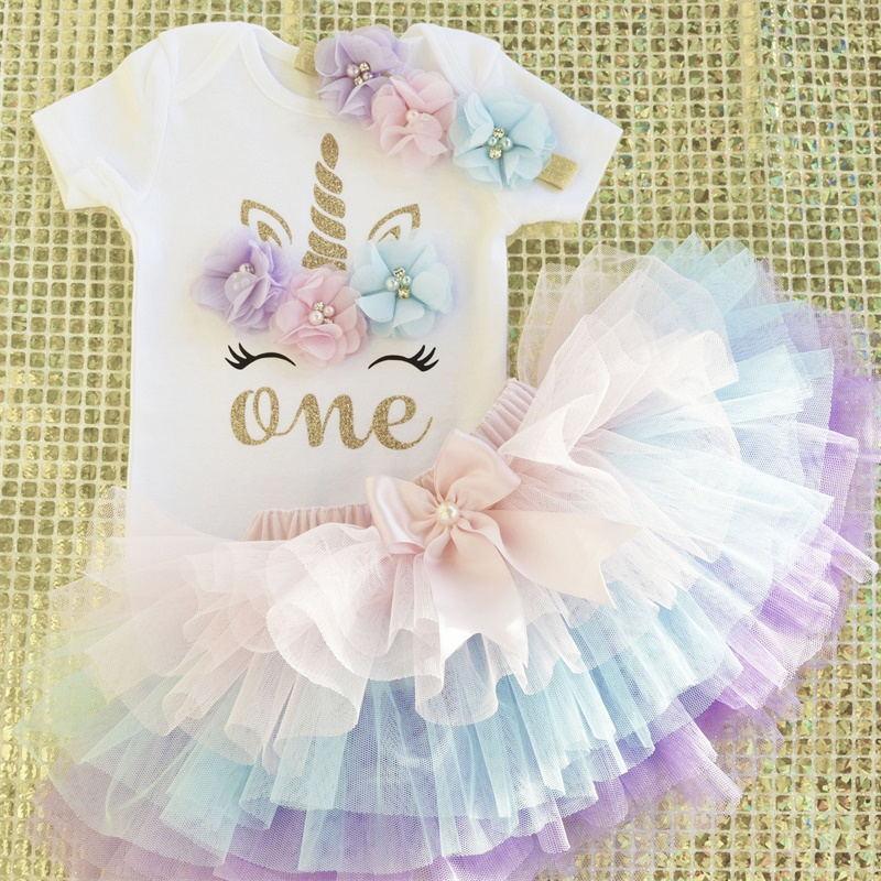 Vestido Moderno de Unicornio para Celebraciones del Primer Cumpleaños