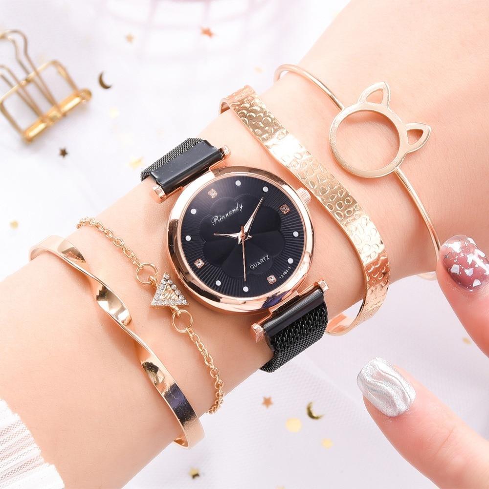 Ensemble de Montre à Quartz de Luxe pour Femmes avec Bracelet