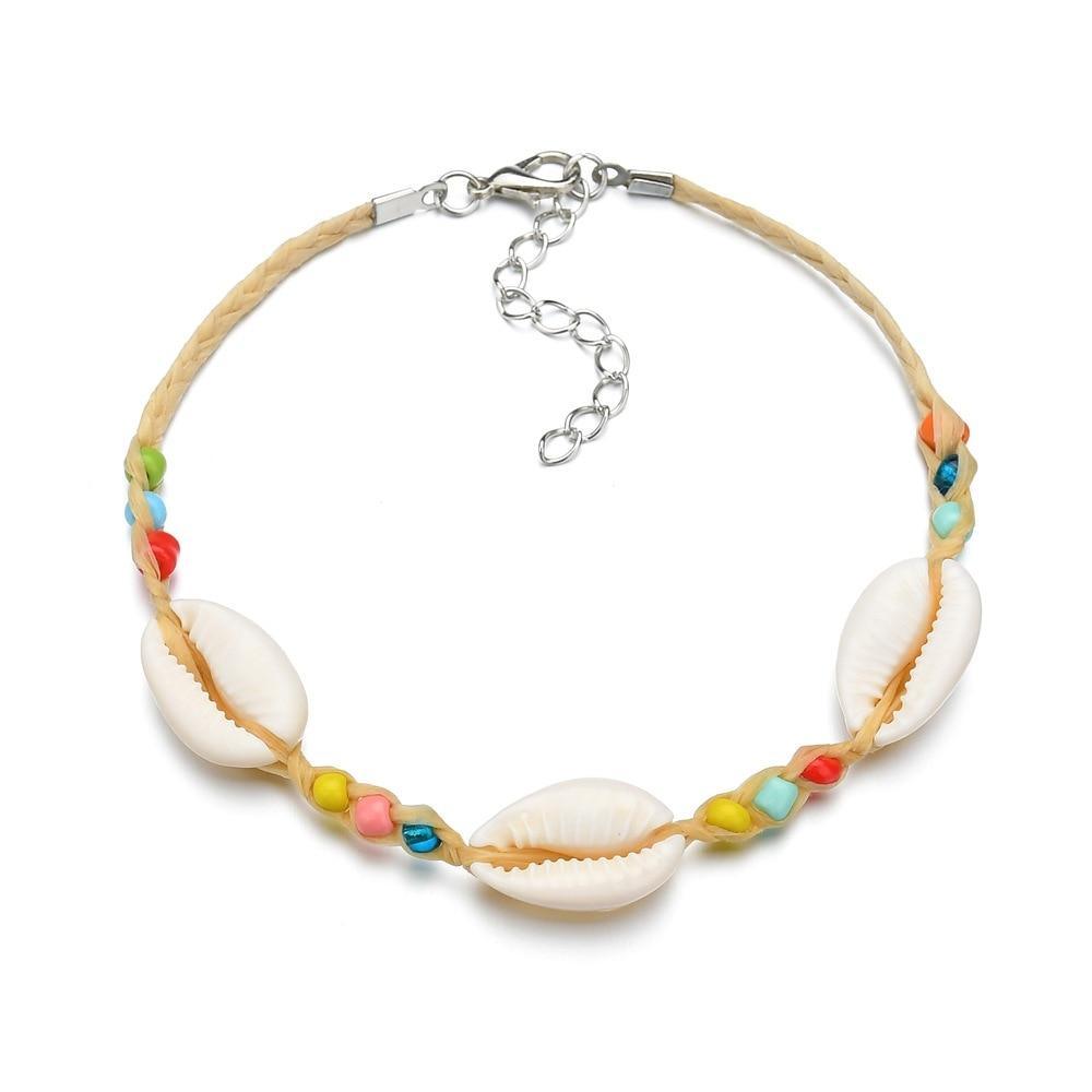 Tobillera de Árbol de Coco con Concha Dorada - Joyería de Pie Estilosa para el Verano