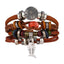 Vintage Black Bead Leather Bracelet for Men and Women