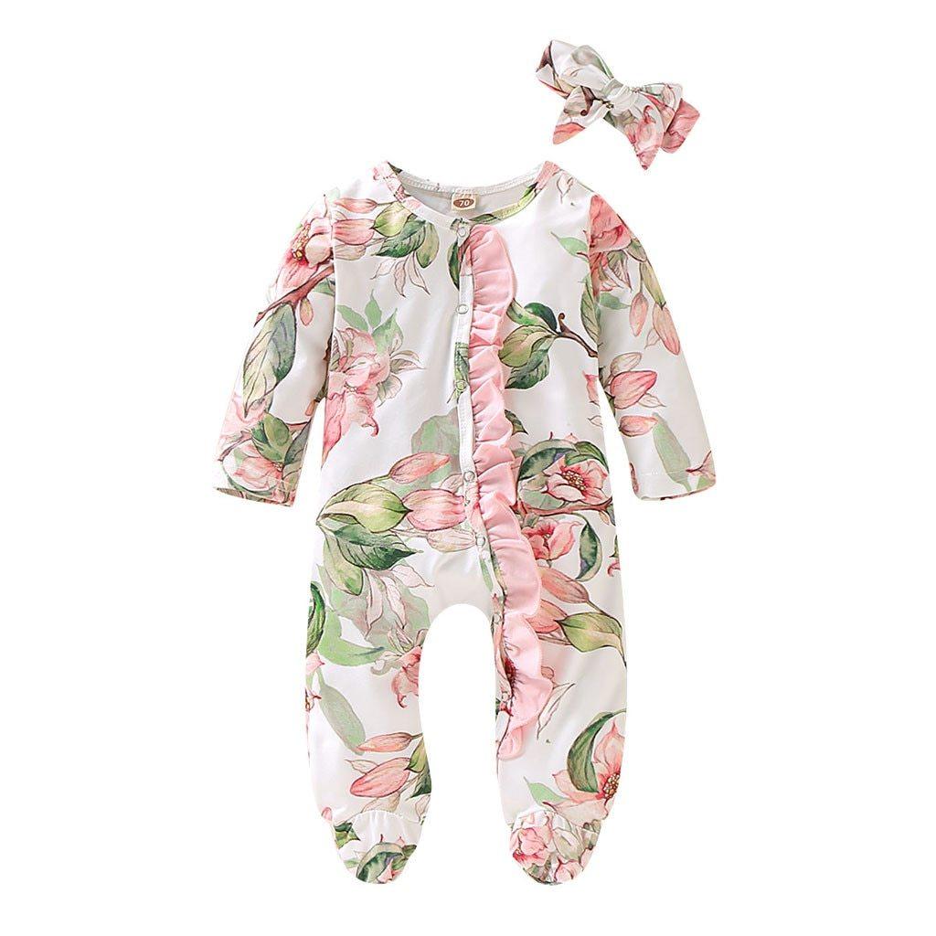 Luxury Floral Newborn Baby Girl Romper with Bow