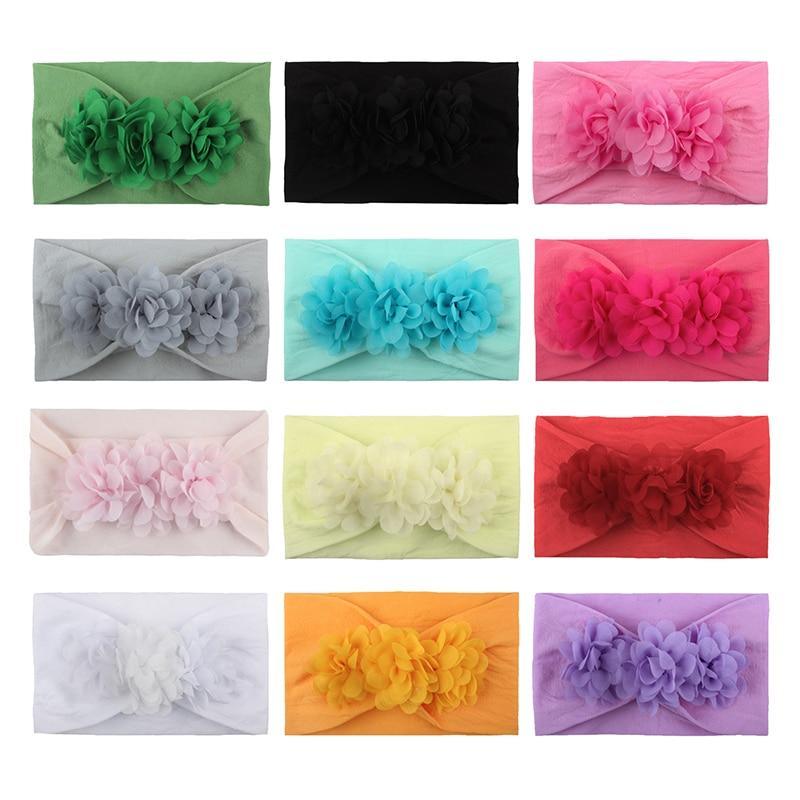 Diademas de Flores de Encaje para Bebés - Accesorios de Cabello de Elastano Suave