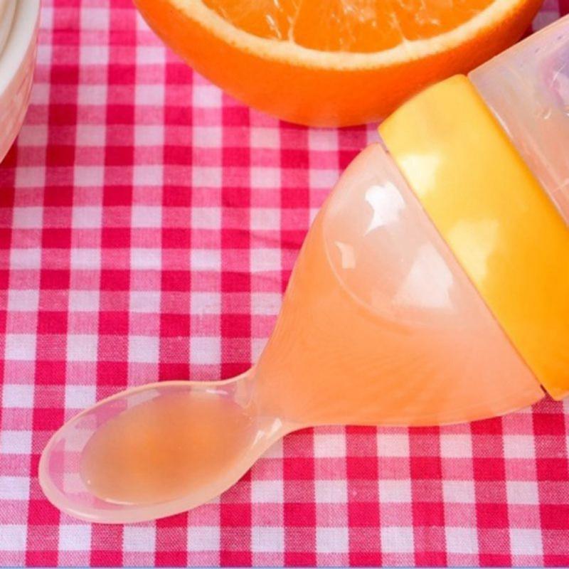 Botella de Alimentación de Silicona para Bebés con Cuchara - 90ml