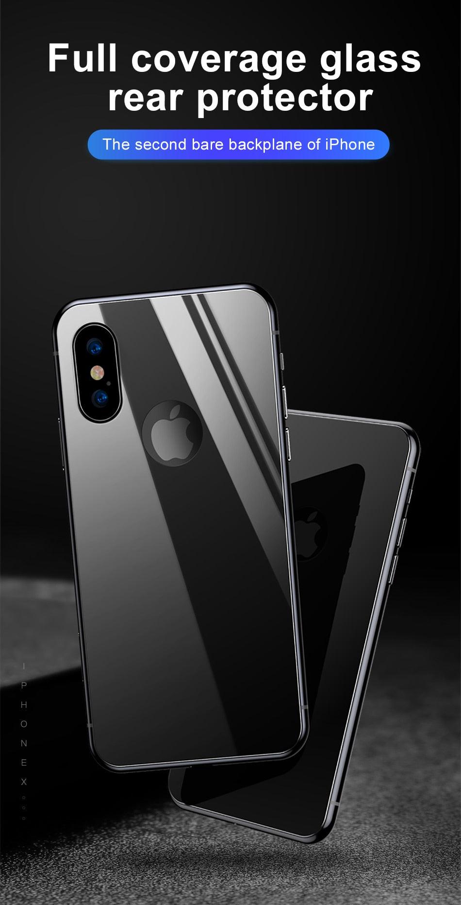 Protecteur arrière en verre trempé 9D pour modèles d'iPhone