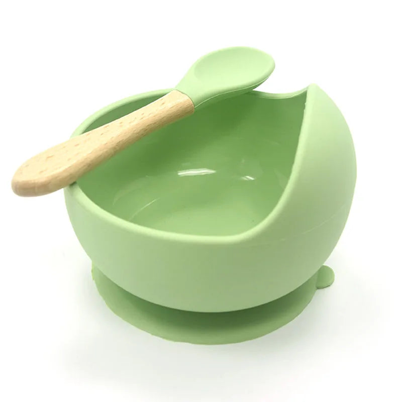 Baby Silicone Tableware Strong Sucker Water Bowl Spoon Set Children Suction Bowl Baby Food Bowl Baby Feeding Tableware - Korvel