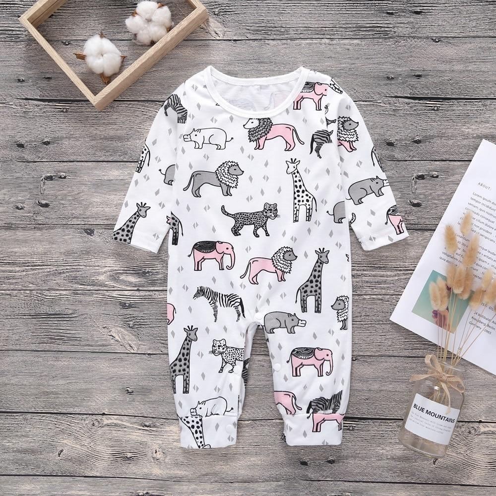 Floral Dinosaur Car Printed Baby Romper - Long Sleeve