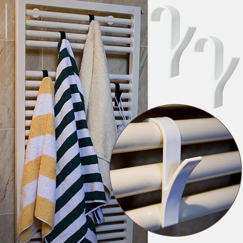 High Quality Hanger For Heated Towel Radiator Rail Clothes Hanger Bath Hook Holder Percha Plegable Scarf Hanger white 6pcs - Korvel