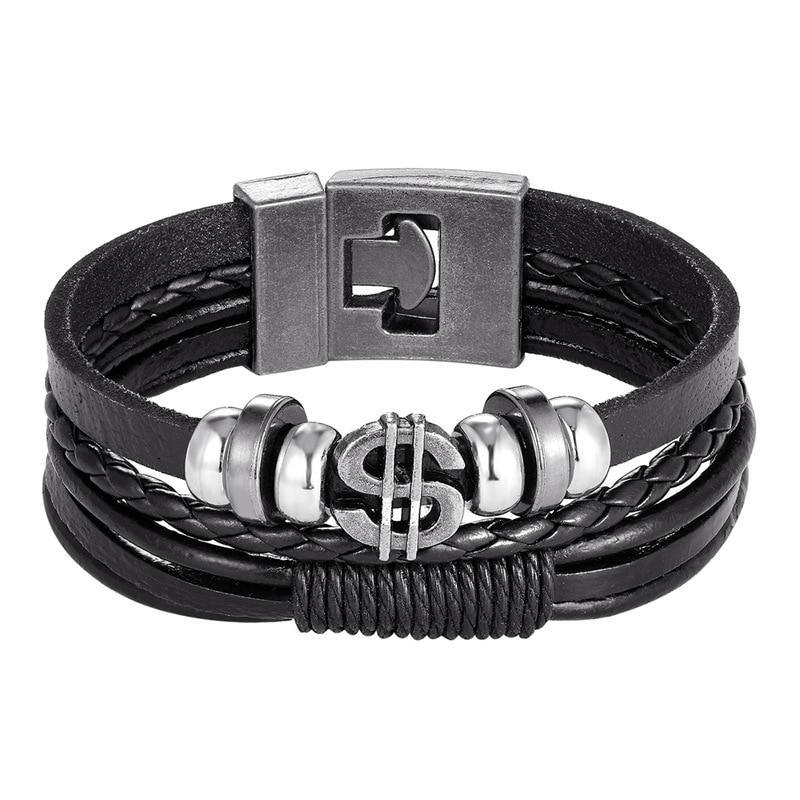 Bracelet en cuir tressé tendance pour hommes et femmes