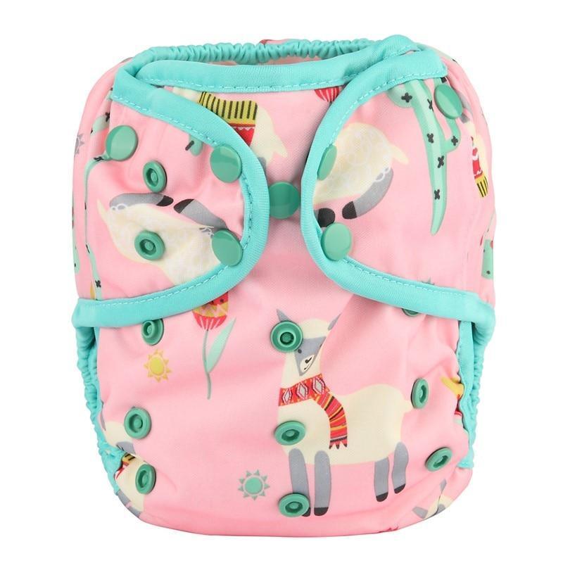 Couche en tissu pour bébé ajustable à taille unique avec double gousset