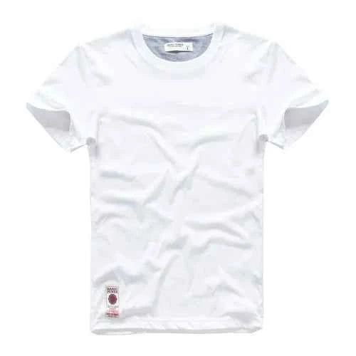 Camiseta Clásica de Algodón para Hombre con Cuello Redondo Sólido