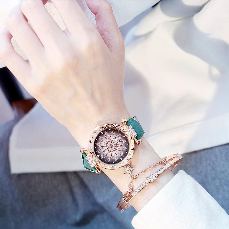 Elegant Starry Sky Women's Quartz Watch Set