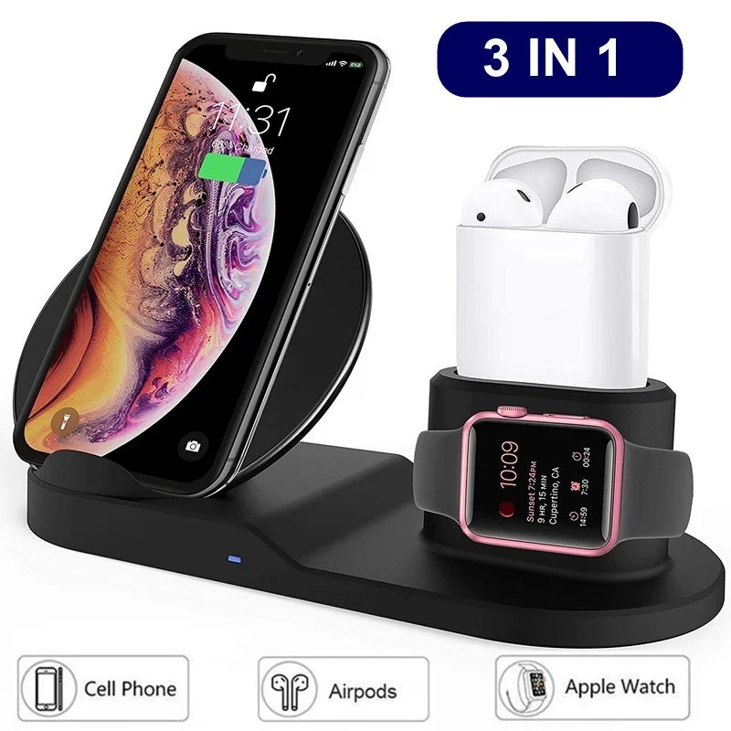 Cargador Inalámbrico Qi de 10W para iPhone y Dispositivos Android