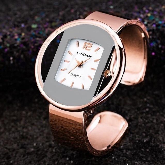 Montre Bracelet de Luxe pour Femmes avec Cadran Doré et Argenté