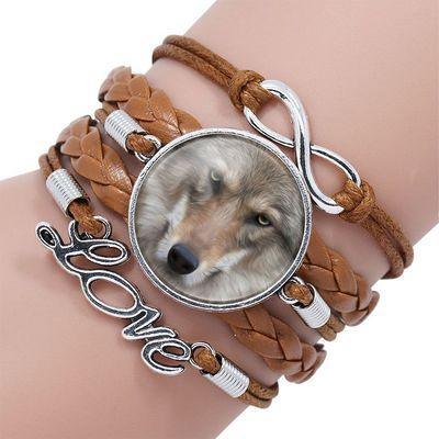 Classic Retro Wolf Head Leather Bracelet for Men & Women