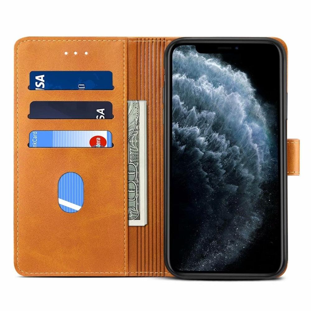 Luxury Red Leather Magnetic Flip Case for iPhone