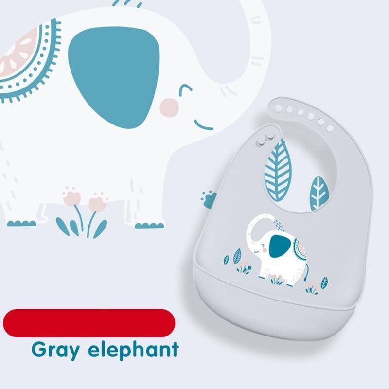 Bib de bebé de silicona ajustable con gran bolsillo - Impermeable y suave