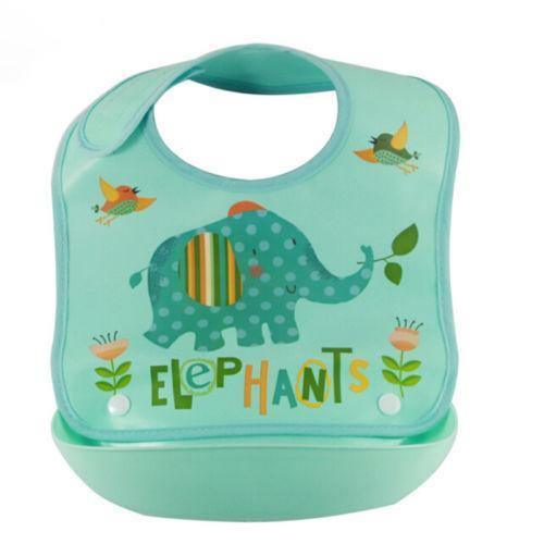 Bib de bebé de silicona ajustable y a prueba de agua con recolector de comida