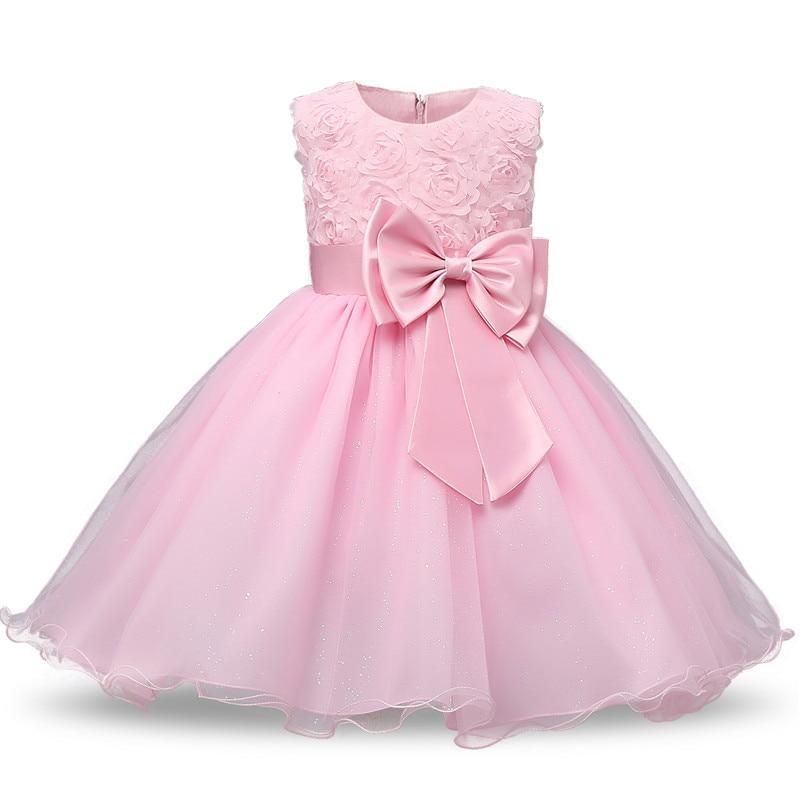 Luxury Handmade Pink Dress for Baby Girls' First Birthday
