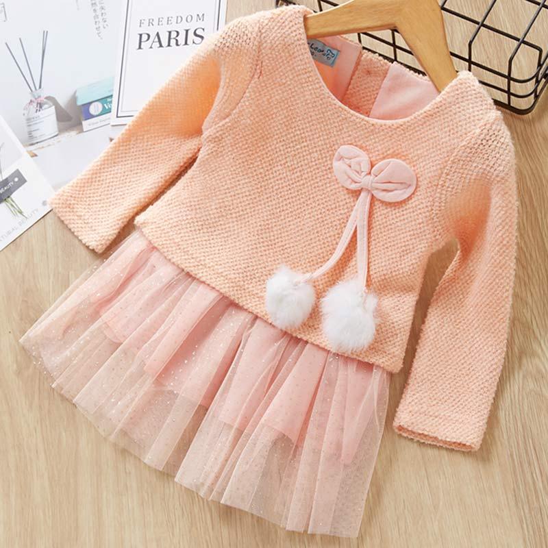 Toddler Cute Dress with Fluffy Ball - Unique Design for Baby Girls