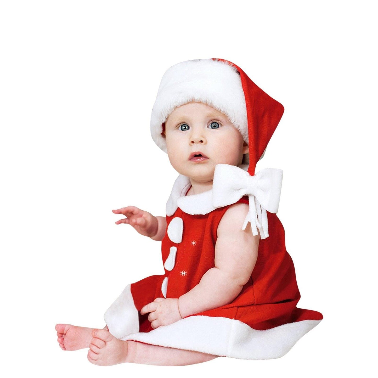 Ensemble Robe de Princesse de Noël et Chapeau Nœud pour Nouveau-nés