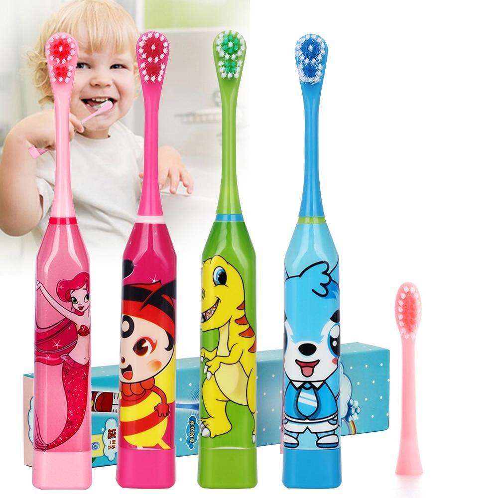 Cepillo de Dientes Eléctrico de Dibujos Animados para Niños con Cabezas de Doble Cara