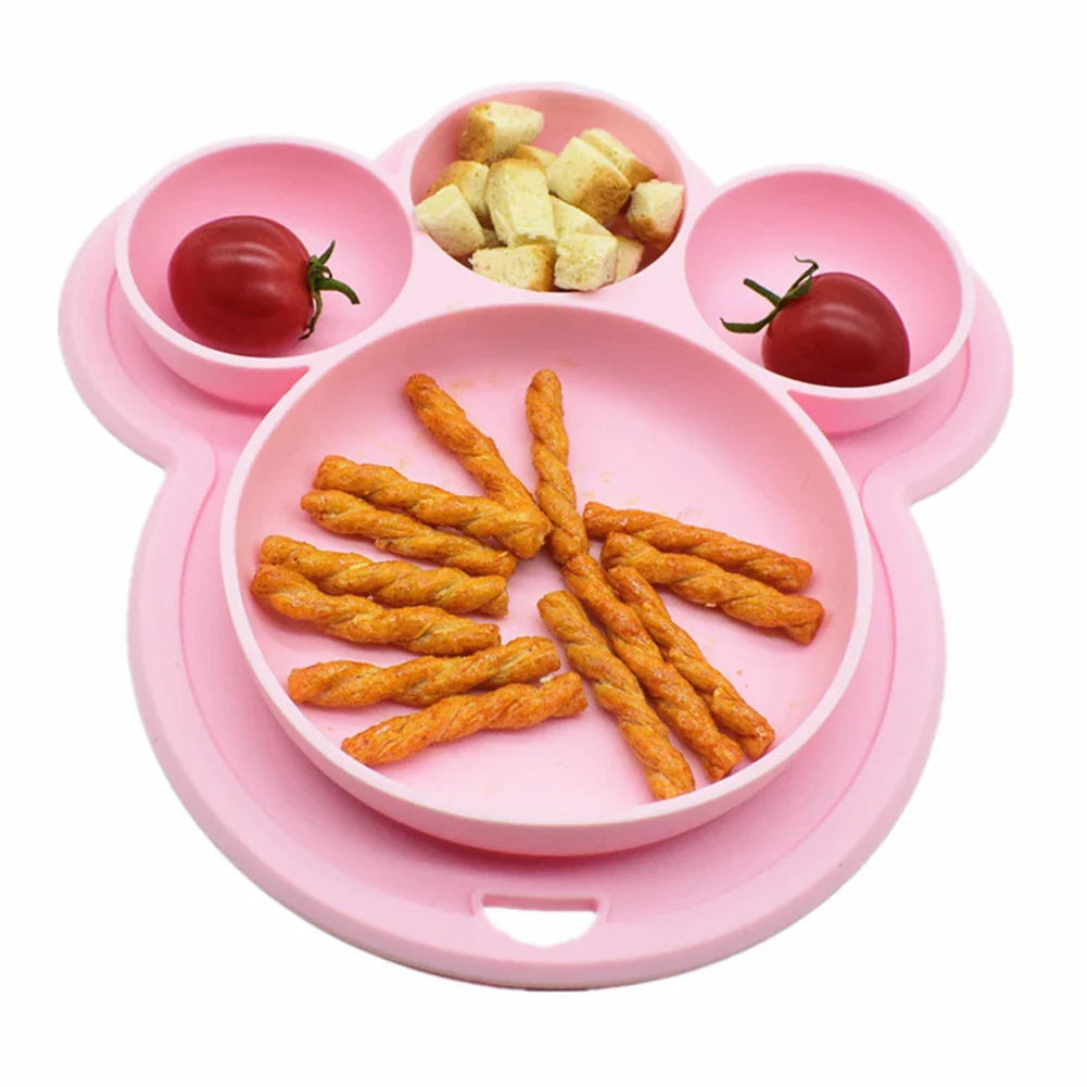 Kids Bear Paw Silicone Feeding Plate - Safe & Fun Tableware