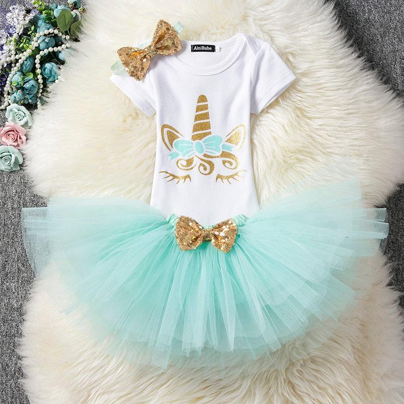 Vestido Moderno de Unicornio para Celebraciones del Primer Cumpleaños