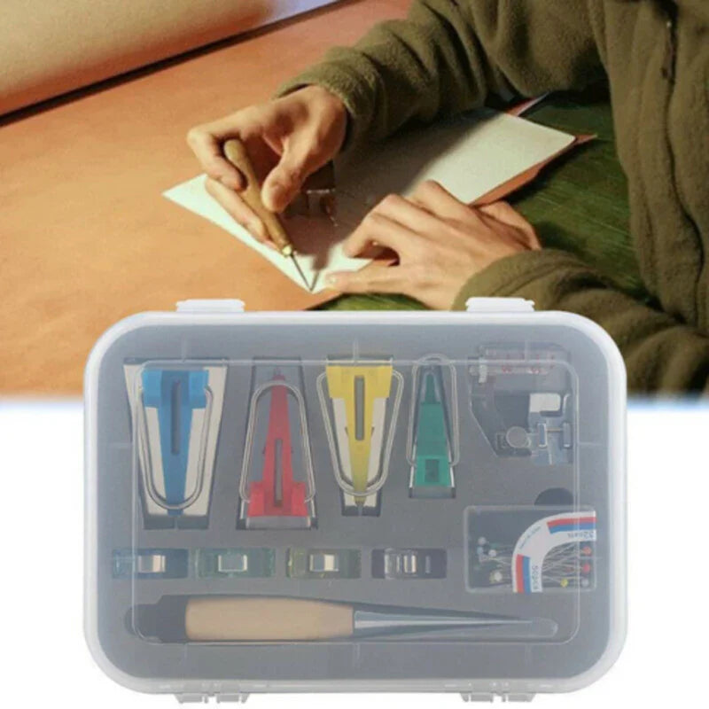 16pcs Household Electric Sewing Bias Tape Machine Kit Fabric Bias Binding Tape Suits DIY Sewing Tools - Korvel