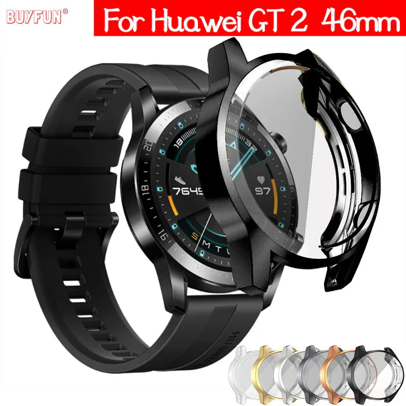 TPU Case for Huawei watch GT 2 46mm strap band Watch GT / GT2 46 mm soft Plated All-Around Screen Protector cover bumper Cases - Korvel