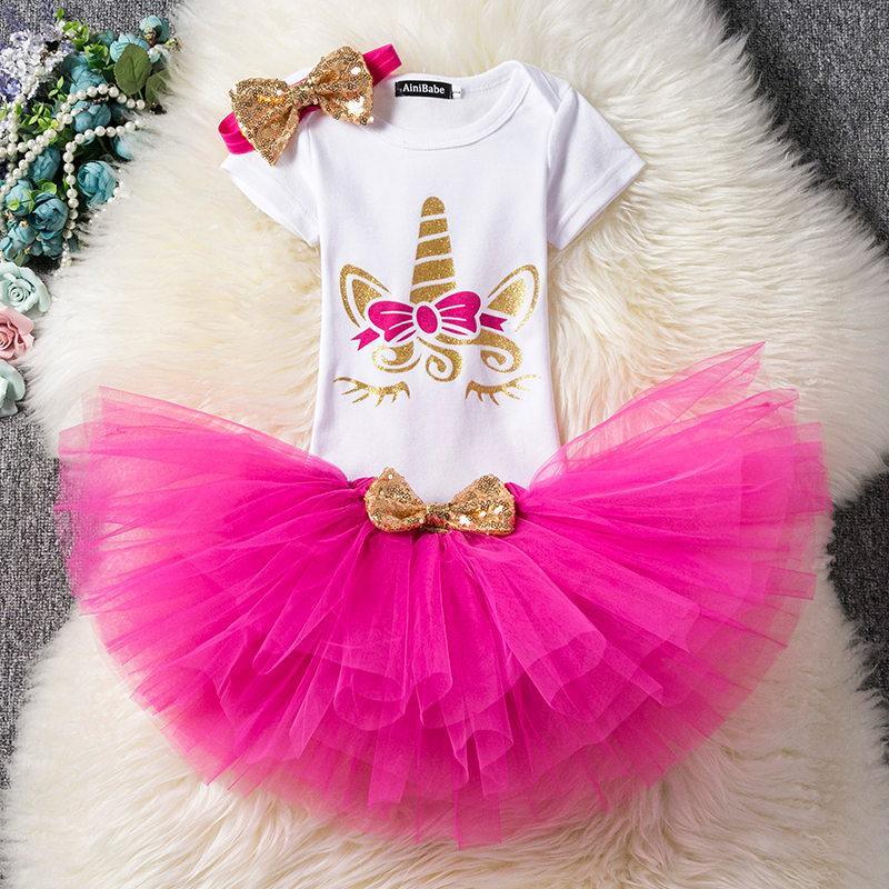 Vestido Moderno de Unicornio para Celebraciones del Primer Cumpleaños