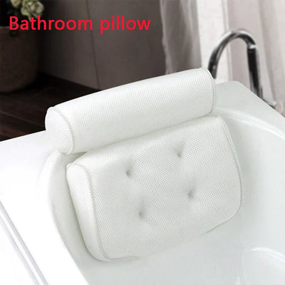 3D Mesh Bath Pillow Soft Waterproof SPA Headrest Bathtub Pillow With Backrest Suction Cup Neck Cushion Bathroom Accessories - Korvel