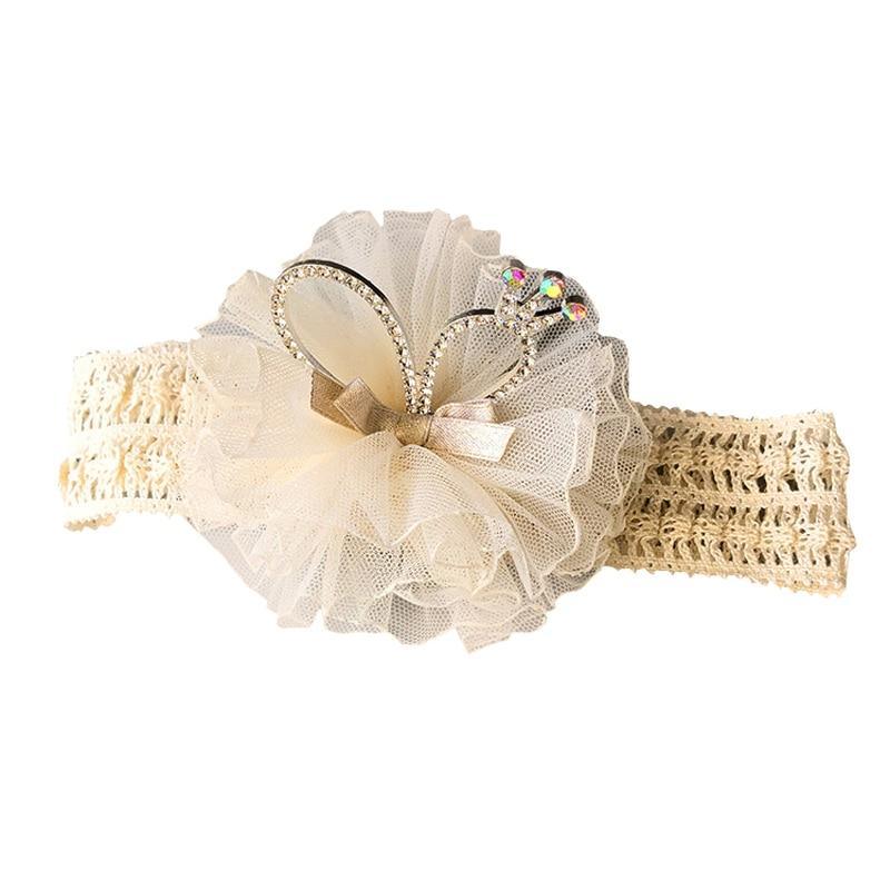 Elegant Handmade Baby Girl Hair Band with Rhinestone Crown - Perfect for Infants - Korvel