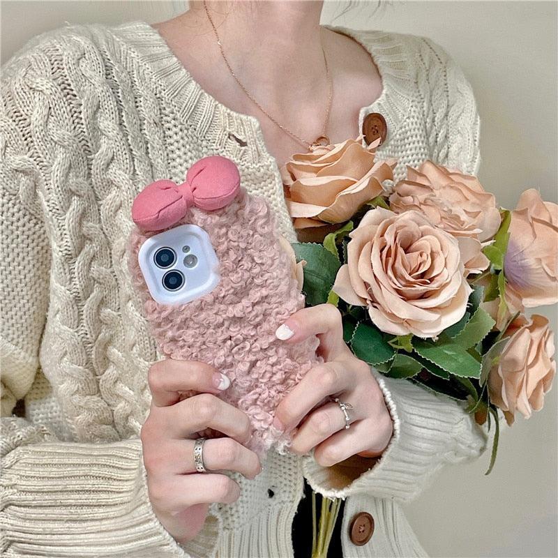 Fluffy Warm Cartoon Phone Case for iPhone