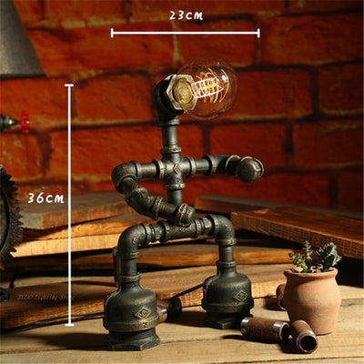 Vintage Industrial Iron Tube Edison Table Lamp