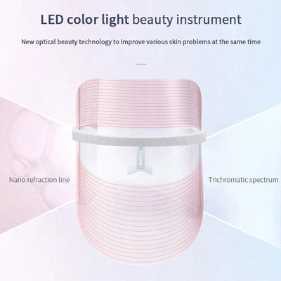 LED Face Light Therapy Photon Facial Mask 3 Color Anti Aging Wrinkle Skin Rejuvenation Skin Care Tool Home Beauty Instrument Spa - Korvel