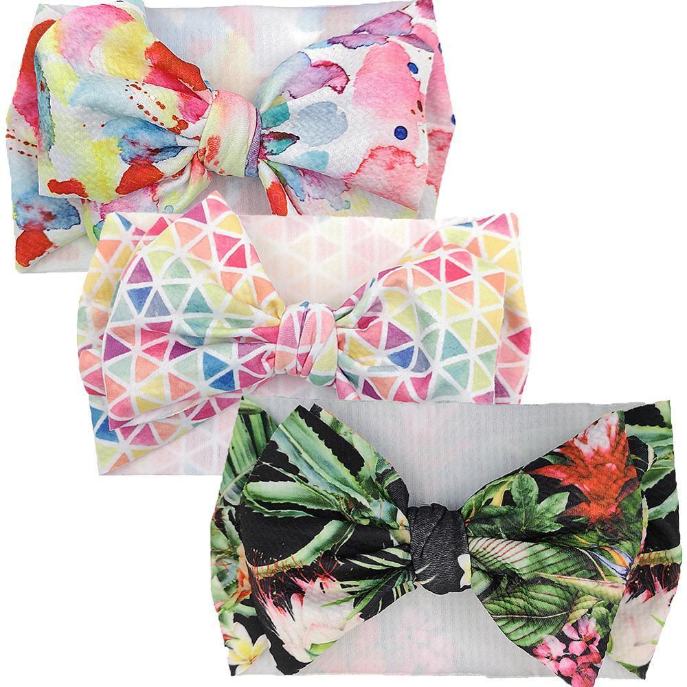 Conjunto de 3 Diademas de Lujo Hechas a Mano para Niñas con Lazos Grandes