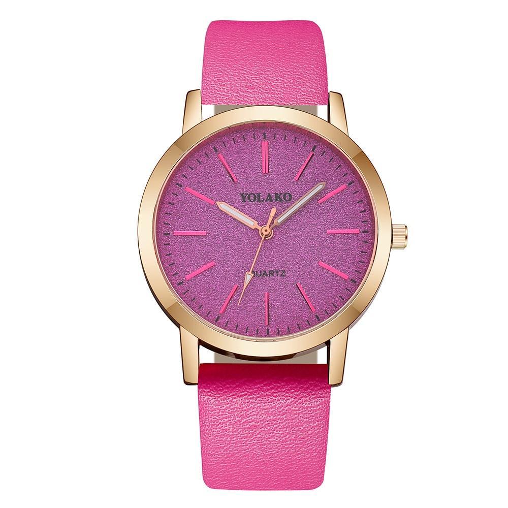 Montre à quartz de luxe pour femmes avec bracelet en cuir