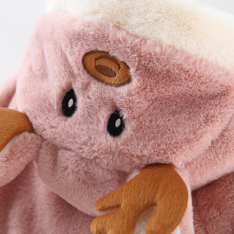 Manteau à capuche en cartoon d'élan mignon et luxueux pour filles bébés